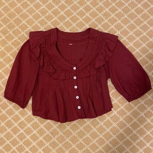 Free People Cropped Peasant Blouse